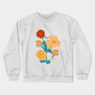 Yellow Florals on Orange Crewneck Sweatshirt